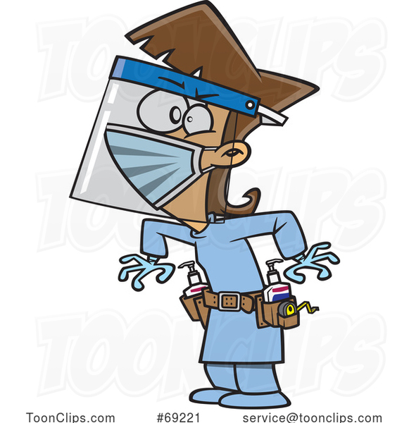 Cartoon Lady over Prepped Against a Virus