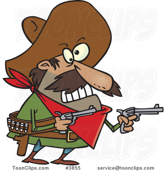Cartoon Mexican Bandito Holding Pistols #3855 by Ron Leishman