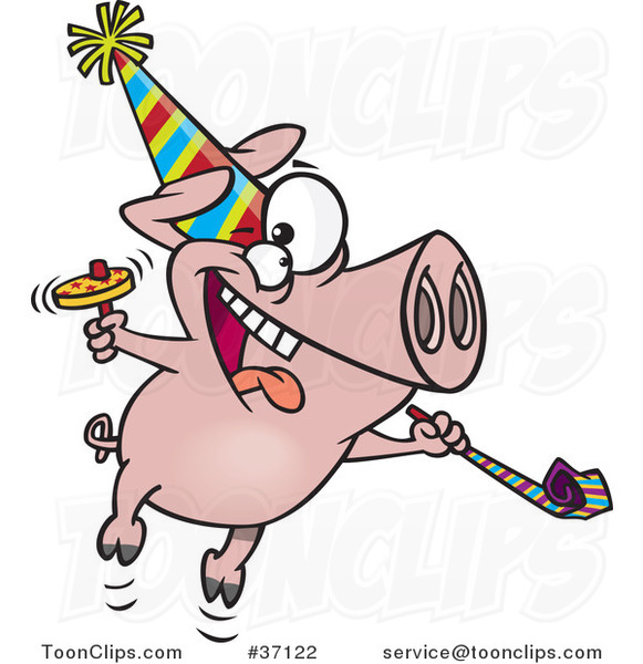 Cartoon New Year Party Pig