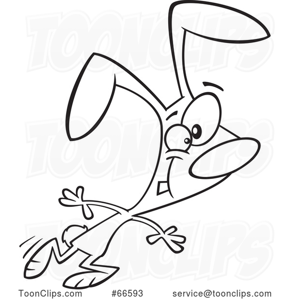 Cartoon Outline Dancing Bunny Rabbit