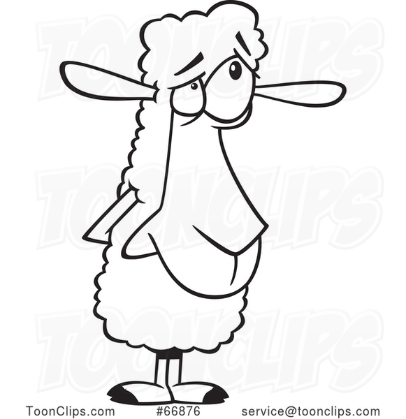 Cartoon Outline Sheepish Sheep