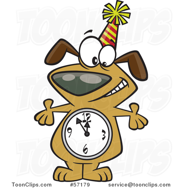Cartoon Party Dog with a Count down Clock Body