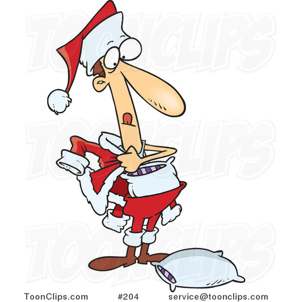 Cartoon Phony White Guy Stuffing Pillows into a Santa Suit to Try to Fool People into Thinking He's the Real Santa