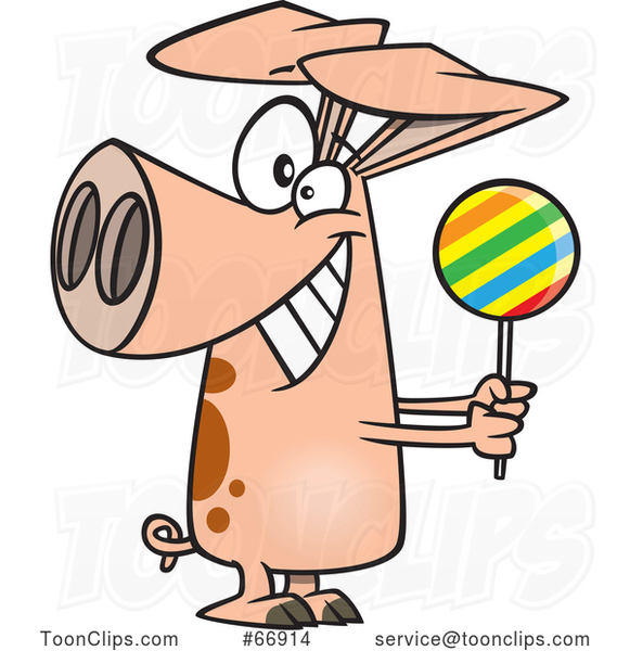 Cartoon Pig Holding a Loli Pop