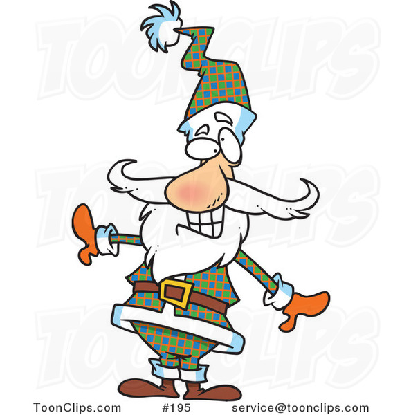 Cartoon Santa Claus Posing and Grinning While Showing off His Unique and Stylish Plaid Suit and Hat
