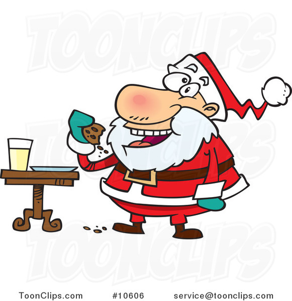 Cartoon Santa Eating Cookies