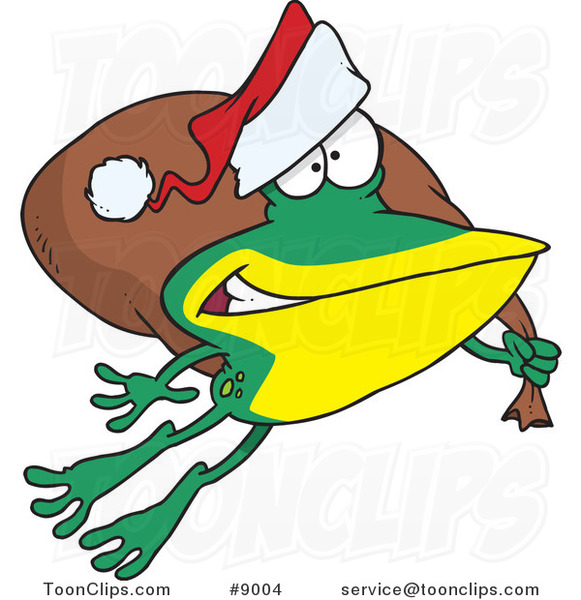 Cartoon Santa Frog Hopping