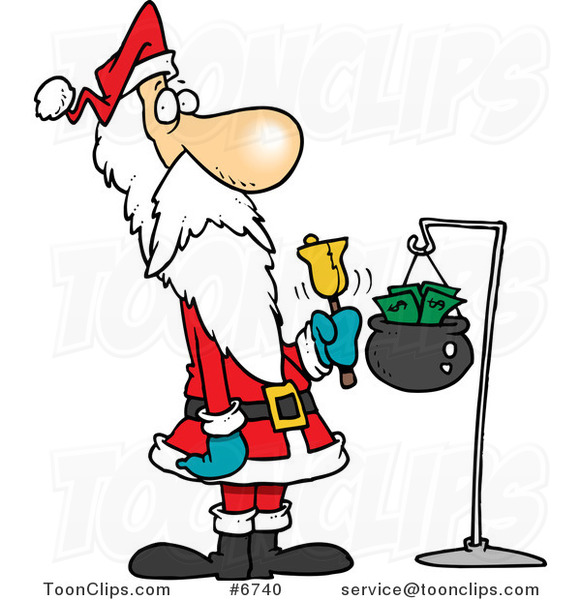 Cartoon Santa Ringing a Bell