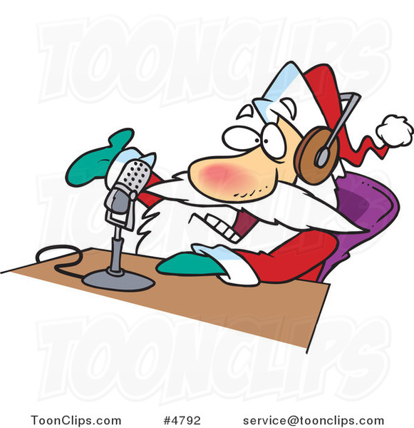 Cartoon Santa Talking on the Radio