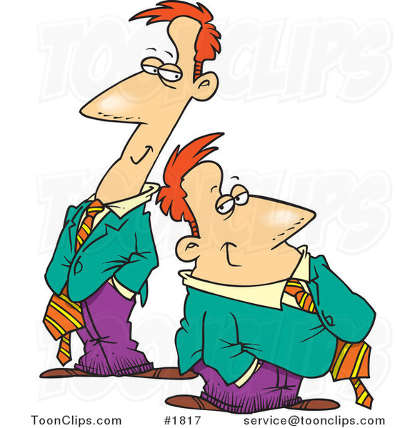 Cartoon Tall and Short Twin Businessmen