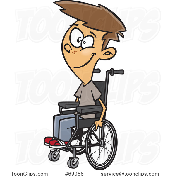 Cartoon Teen Boy in a Wheelchair