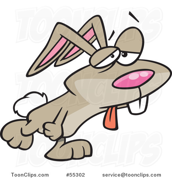 Cartoon Tired Easter Bunny Rabbit