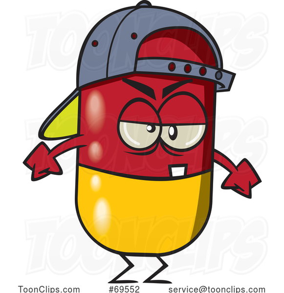 Cartoon Tough Pill with Clenched Fists