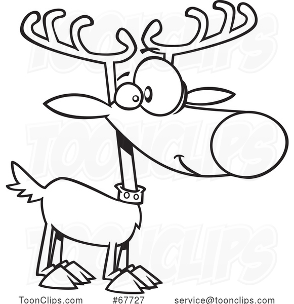 Clipart Outline Cartoon Maskless Christmas Reindeer
