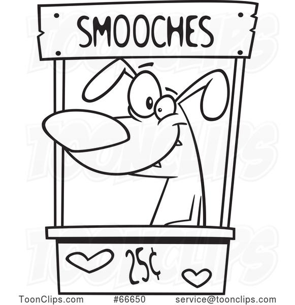 Lineart Cartoon Dog in a Kissing Booth