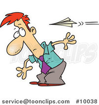 Cartoon Guy Moving to Avoid a Paper Plane by Toonaday