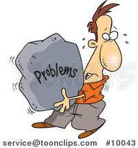 Cartoon Guy Carrying a Heavy Problem Rock by Toonaday