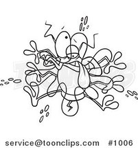 Cartoon Line Art Design of a Bug Splatting on a Windshield by Toonaday