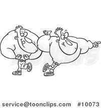 Cartoon Black and White Line Drawing of Pumped Bodybuilders by Toonaday