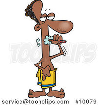 Cartoon Black Guy Brushing His Teeth by Toonaday