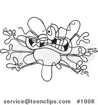 Cartoon Line Art Design of a Bug Splattered on a Windshield by Toonaday