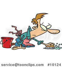 Cartoon Guy Scrubbing a Floor by Toonaday