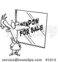 Cartoon Line Art Design of a Homeowner Shopping for Windows by Toonaday