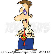 Cartoon Black Eyed Business Man Wearing an Angry Tie by Toonaday