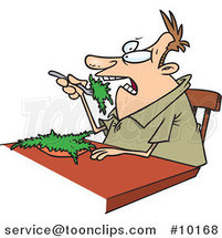 Cartoon Guy Eating Salad by Toonaday