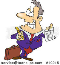 Cartoon Salesman Holding a Contract by Toonaday