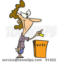 Cartoon Lady Putting Her Ballot into a Vote Box by Toonaday