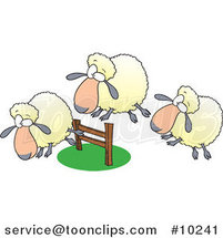 Cartoon Herd of Sheep Leaping a Fence by Toonaday