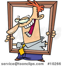 Cartoon Business Man Holding up a Frame by Toonaday