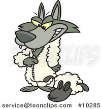 Cartoon Wolf Dressing in Sheeps Clothing by Toonaday