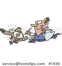 Cartoon Vet Chasing a Dog for a Neuter Surgery by Toonaday