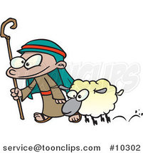 Cartoon Shepherd and Sheep by Toonaday