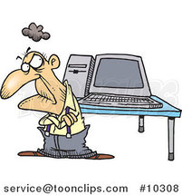 Cartoon Old Geezer with a Computer by Toonaday