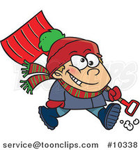 Cartoon Winter Boy Carrying a Snow Shovel by Toonaday