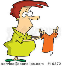 Cartoon Lady Holding a Shrunk Shirt by Toonaday