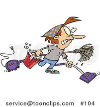 Cartoon Lady Wearing Herself out While Doing Spring Cleaning by Toonaday