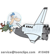 Cartoon Shuttle Mechanic Working by Toonaday