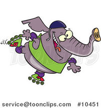 Cartoon Roller Blading Elephant by Toonaday