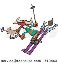 Cartoon Skiing Cow by Toonaday