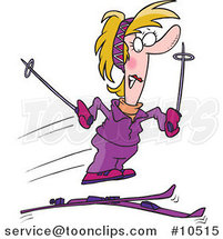 Cartoon Lady Losing Her Skis by Toonaday