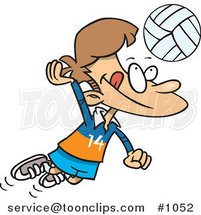 Cartoon Boy Hitting a Volleyball by Toonaday