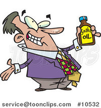 Cartoon Business Man Holding Snake Oil by Toonaday