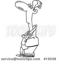 Cartoon Black and White Line Drawing of a Snotty Business Man by Toonaday