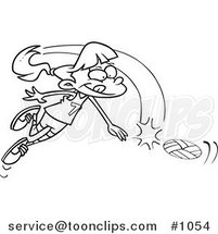 Cartoon Black and White Outline Design of a Girl Whacking a Volleyball by Toonaday