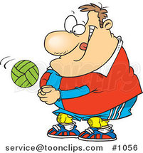 Cartoon Chubby Volleyball Player Hitting a Ball by Toonaday
