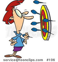 Cartoon Lady Throwing Darts at a Target by Toonaday